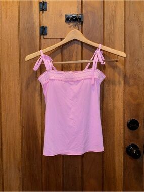 Draper James Pink Tie-Strap Swim Cover-Up Tank